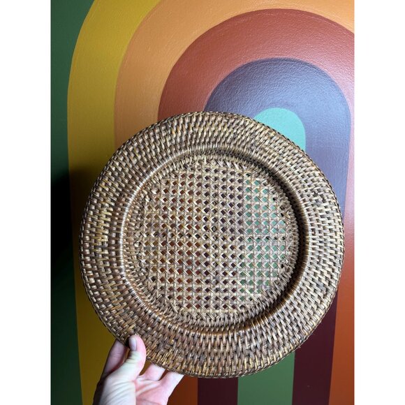 Vintage wicker basket wall cookie charger ratten cottagecore boho  - set of 4 - Picture 4 of 6